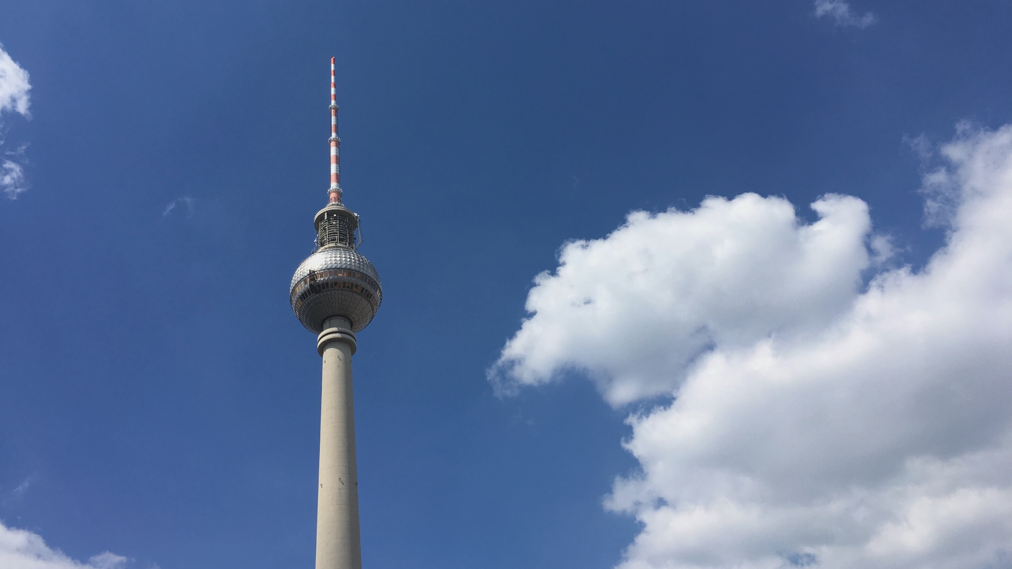 A photo taken at the Fernsehturm in Berlin.